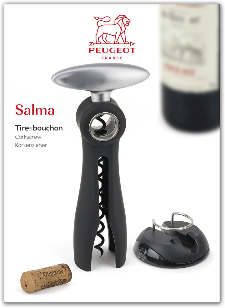 Peugeot 200244 Salma Korkenzieher mit Manschettenschneider, Kunststoff, 3,7 x 7,7 x 17,5 cm, schwarz