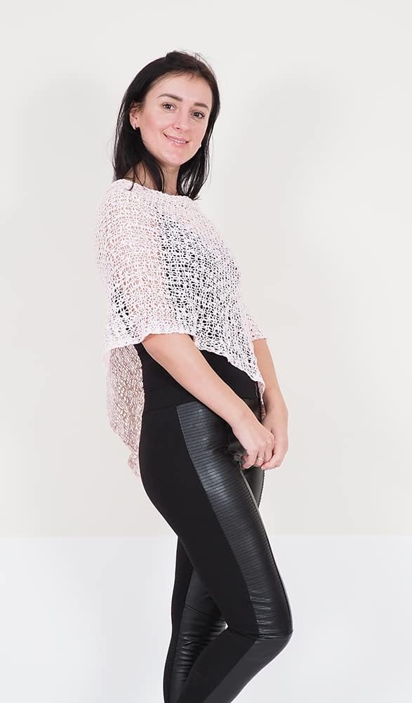 Mimosa Damen Schlichtes Stretch-Fischnetz häkeln Fledermaus kleiner Poncho Einheitsgrösse Grosse Grö