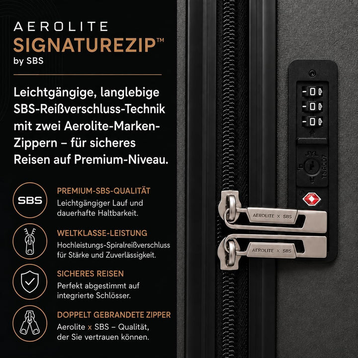 Aerolite Leichter Rollkoffer L, 100 l – Reisekoffer mit Rollen, TSA-Zahlenschloss &amp; robuster Hartsch