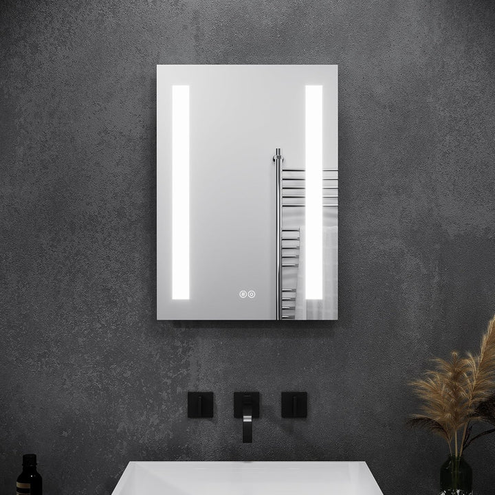 ELEGANT Badspiegel mit LED-Beleuchtung 50 x 70 cm Spiegel kaltweiss Energiesparend LED Badezimmer Wa