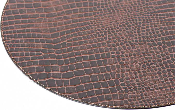 Nikalaz Rund Platzsets und Untersetzer aus recyceltem Leder, 4 Stück Platzdeckchen 33 cm und 4 Unter