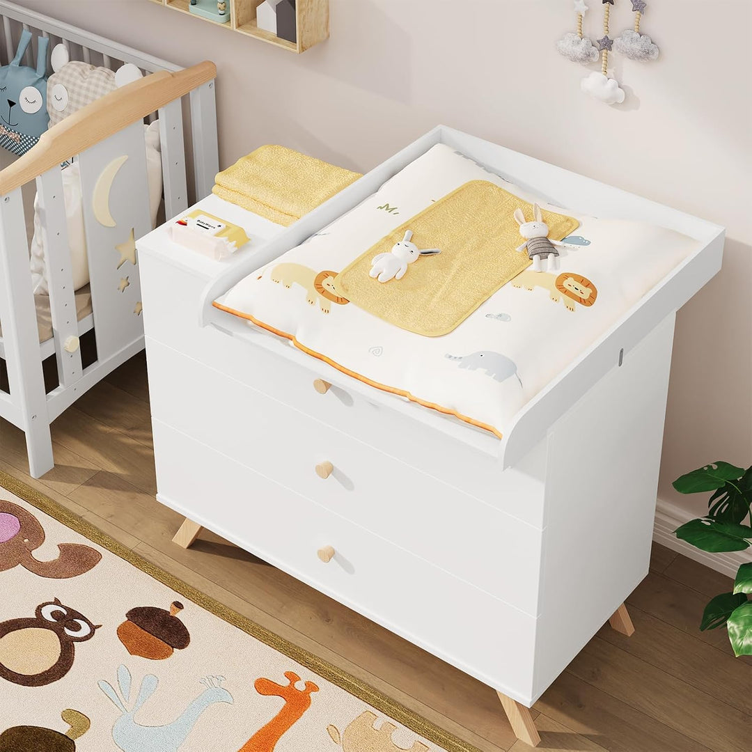 WOLTU Wickelaufsatz für Wickelkommode, Wickeltischaufsatz 70 x 10 x 80 cm, passend für Tiefe 47,5–50