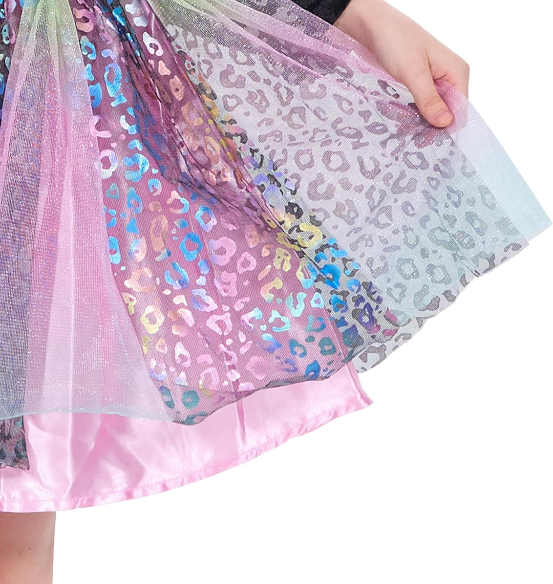 IKALI Baby Mädchen Katzen Kostüm Kleid Süsses Schwarzes Katze Outfit mit Regenbogen Tüllrock Für Kar