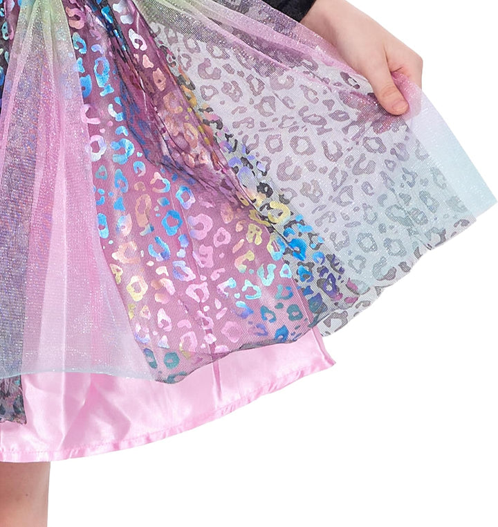 IKALI Baby Mädchen Katzen Kostüm Kleid Süsses Schwarzes Katze Outfit mit Regenbogen Tüllrock Für Kar