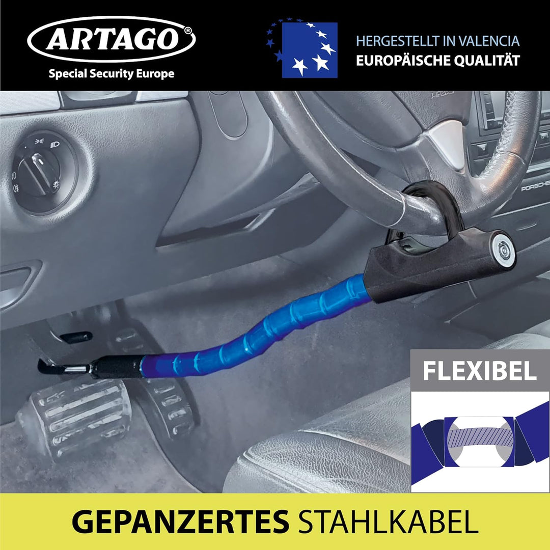 Artago 880/B Lenkradschloss Pedal EASY HOOK, Lenkradkralle, Diebstahlsicherung Lenkrad Pedal Auto, G