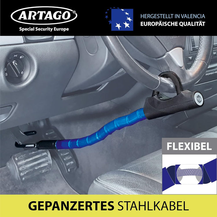 Artago 880/B Lenkradschloss Pedal EASY HOOK, Lenkradkralle, Diebstahlsicherung Lenkrad Pedal Auto, G