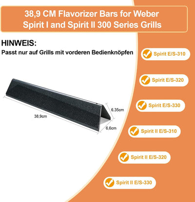 Flavorizer Bars für Weber Spirit 300 Serie Spirit E310, E320, S310, S320 (w/ Up Front Controls), Spi