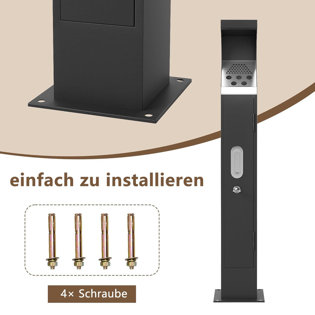 Gewerbe Stahl Papierkorb Outdoor, wasserdicht stehender Mülleimer mit abnehmbarem Inneneimer, grosse