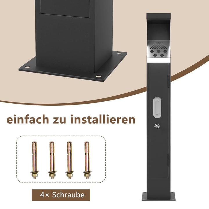 Gewerbe Stahl Papierkorb Outdoor, wasserdicht stehender Mülleimer mit abnehmbarem Inneneimer, grosse