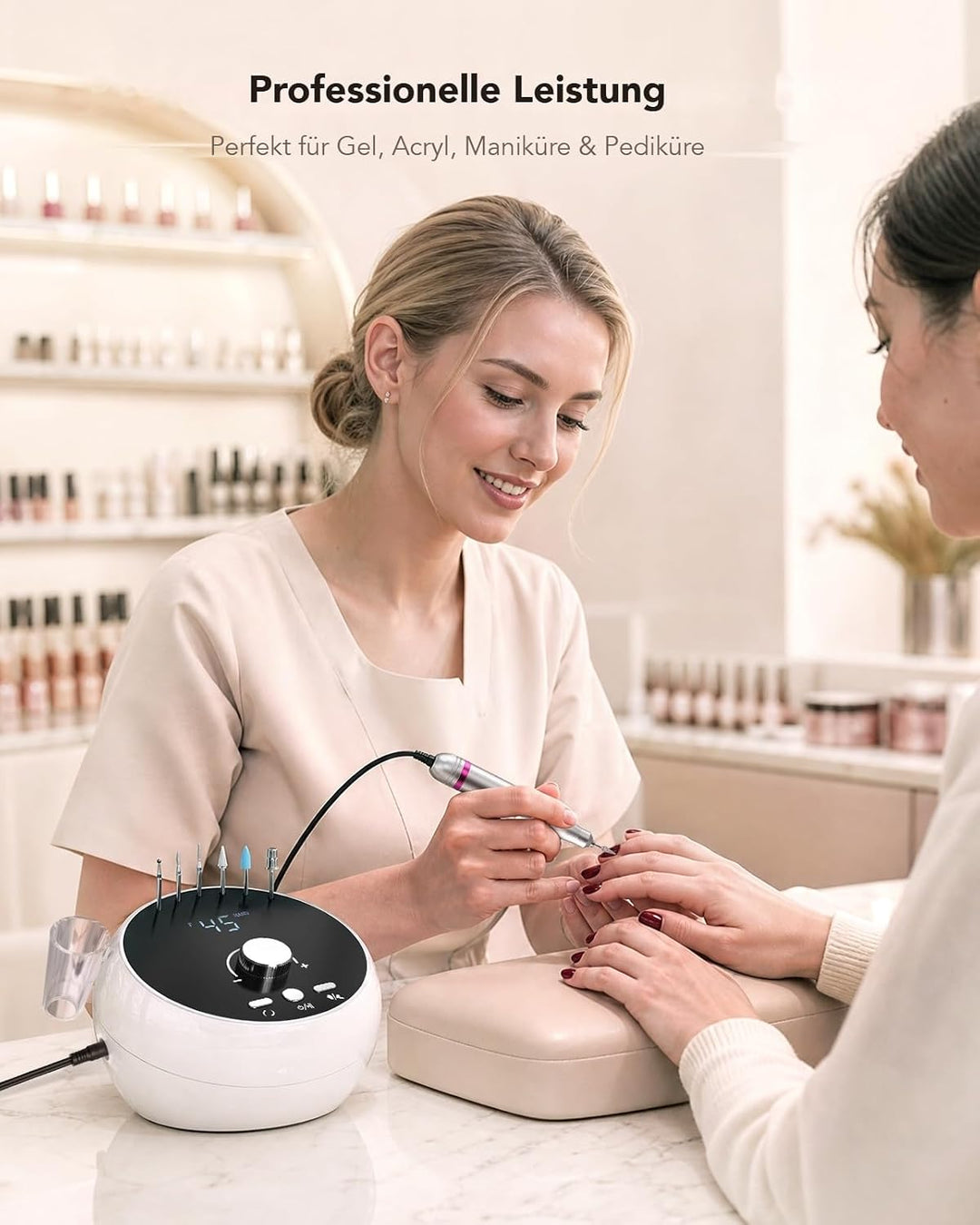 Nagelfräser 45.000 U/min Elektrische Nagelfeile mit LCD Fusspedal Maniküre