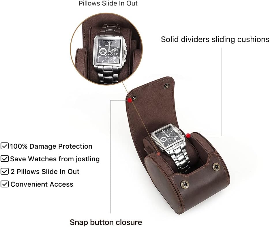 Hiram Echtes Leder 1 Uhr Reiseetui Rolle Handgefertigte uhrenetui reise Uhrenbox uhrenrolle echtlede