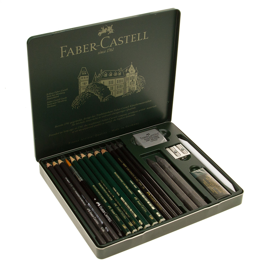 Faber-Castell 112973 - Pitt Graphite Set im Metalletui, medium, 19-teilig, medium