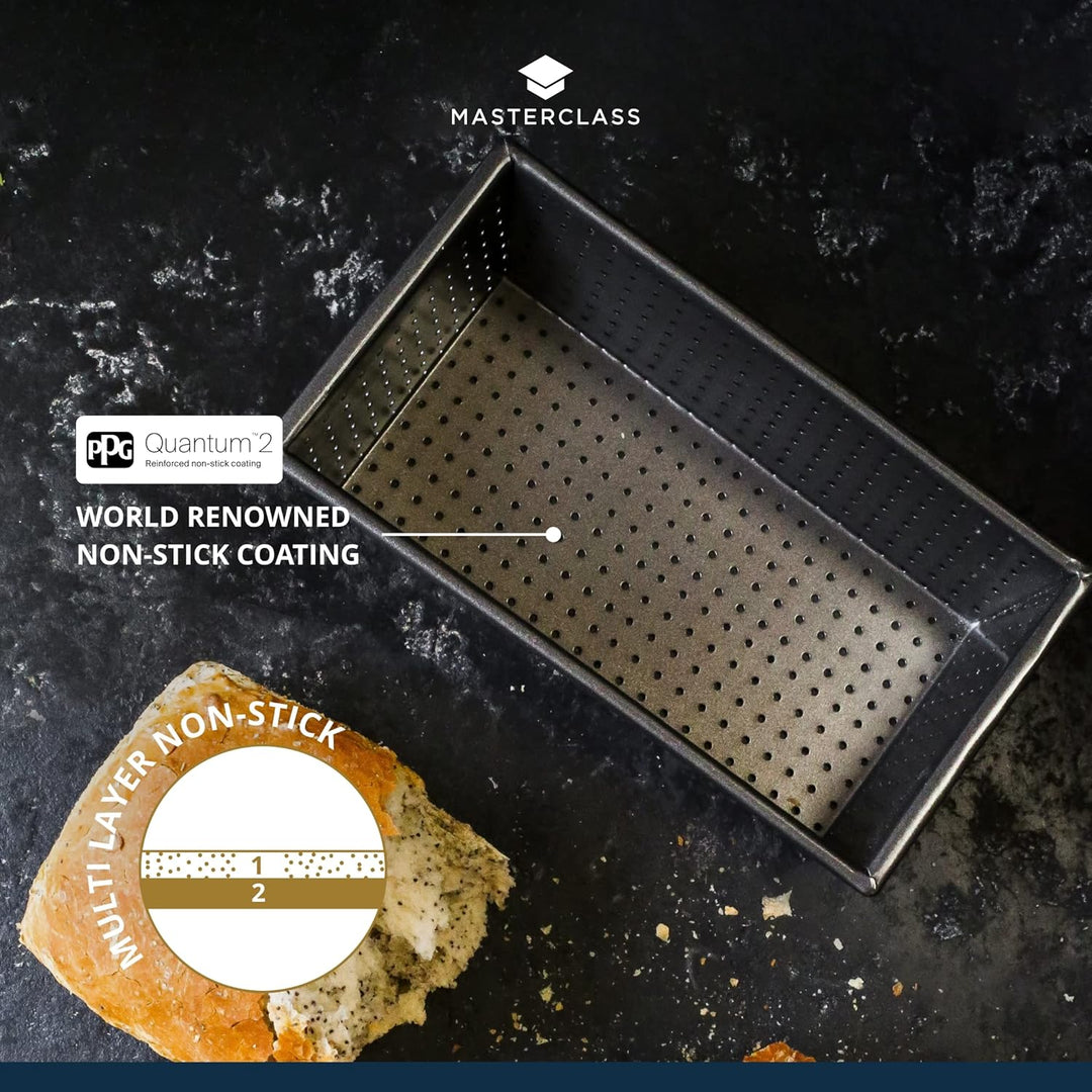 MasterClass Crusty Bake Brotbackform mit perforierten Löchern, 1 Pfund Brotbackform, Edelstahl-Backf