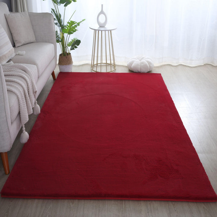 Carpetsale24 Teppich Wohnzimmer Einfarbig Modern Design 200 x 290 cm Rot - Hochflor Teppich Schlafzi