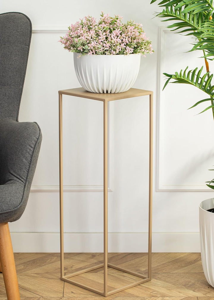 HowHomely Blumenständer Metall Beige 70 cm Hoch - Solider und Robuster Blumenhocker Metall - Pflanze