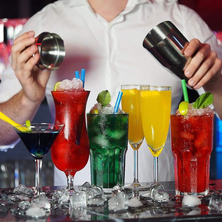 Cocktail Set, Edelstahl Cocktail Shaker Bar Set, 12 Stück Cocktailmixer Set mit Holzständer, Messbec