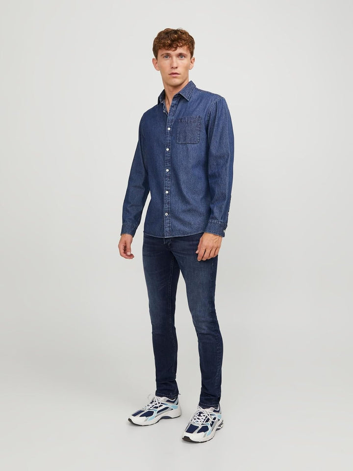 JACK &amp; JONES JJIGLENN Männer Jeans dunkelblau Basics, Casual Wear, Streetwear, 38W / 34L Blue Denim