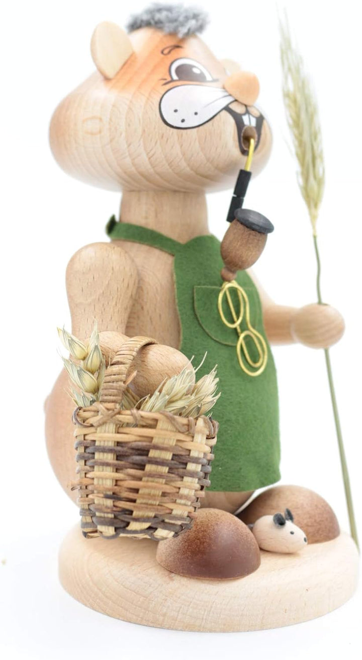 Kuhnert - Erzgebirgische Holzkunst Räuchermann Räucherfigur Hamster 18cm - Urhamster Mann, Urhamster