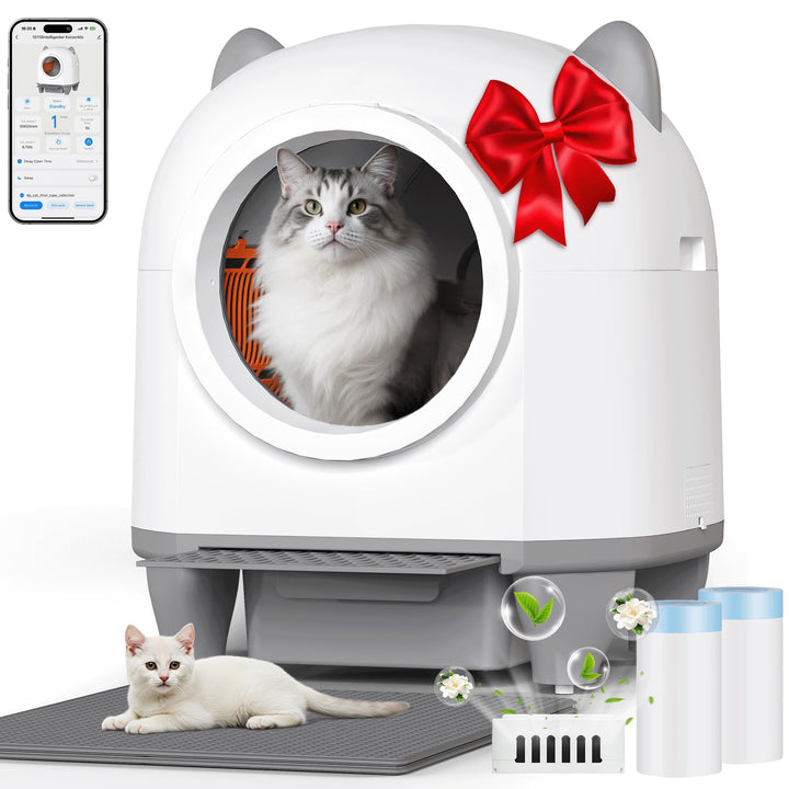 TRIUMPHKEY katzenklo Selbstreinigend, Automatische Katzentoilette 90L Grosse Fassungsvermögen mit AP