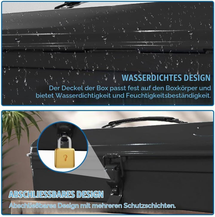 Mehrzweck-Werkzeugkiste mit Schlossschnalle und Tragegriff 37×16×12cm Schwarz, Schwarz