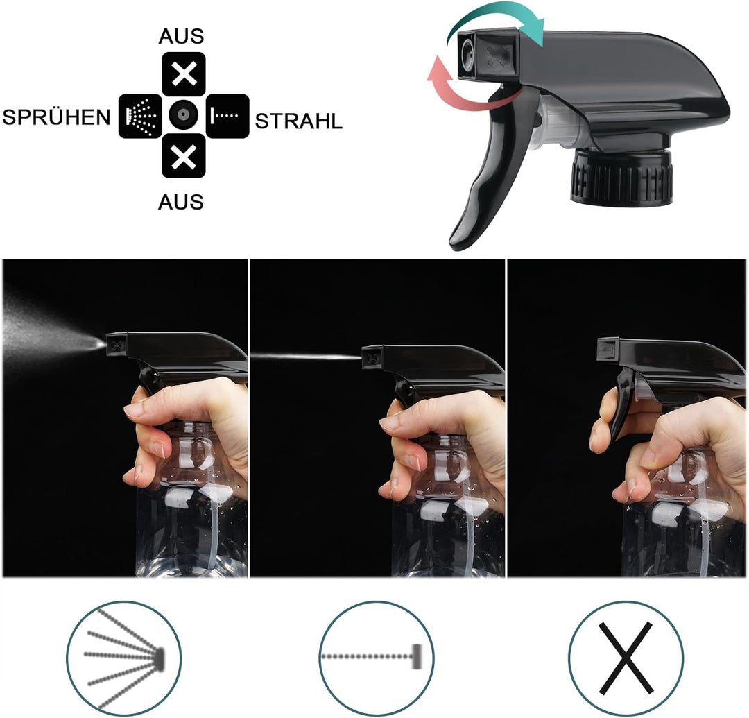 Sprühflaschendüsen aus Kunststoff, 8 Stück, robust, Ersatzkopf, auslaufsicher, Wasserflaschen-Sprühd
