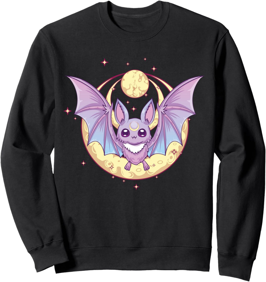 Pastell Goth Niedlich Gruselig Mondsichel Fledermaus Kawaii Sweatshirt