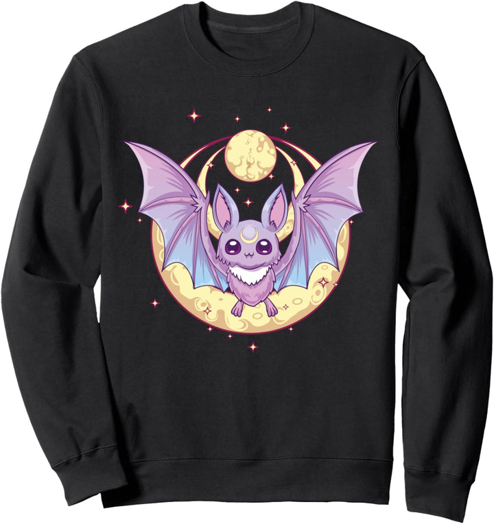 Pastell Goth Niedlich Gruselig Mondsichel Fledermaus Kawaii Sweatshirt
