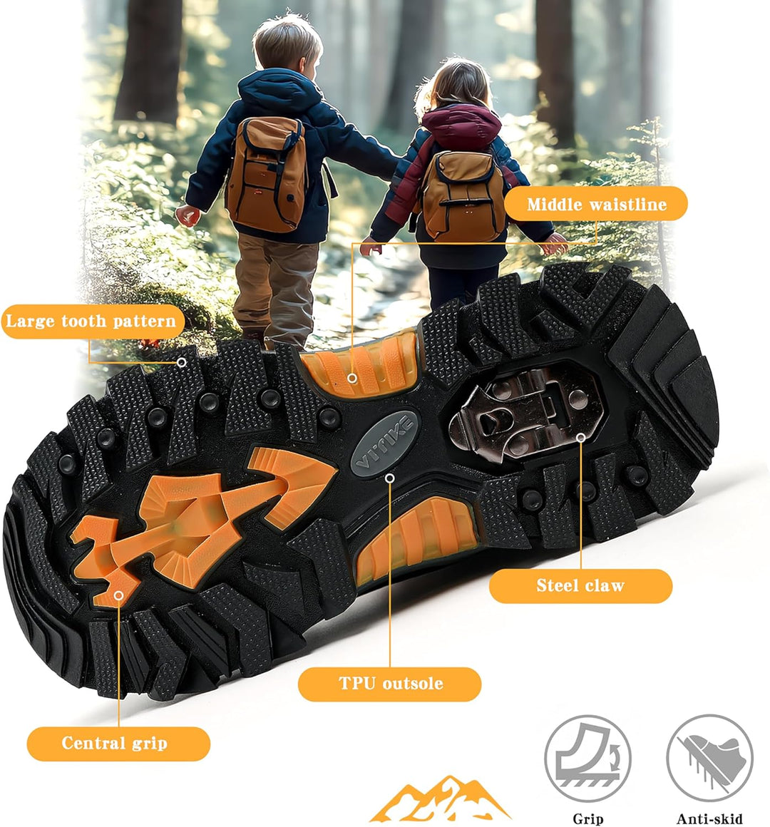 ASHION Winterschuhe Jungen Schneestiefel Kinder Mid Gefütterte Winterstiefel Wanderschuhe Trekking B