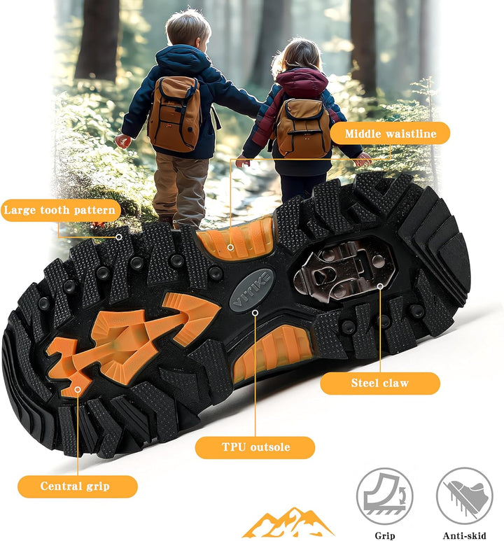 ASHION Winterschuhe Jungen Schneestiefel Kinder Mid Gefütterte Winterstiefel Wanderschuhe Trekking B