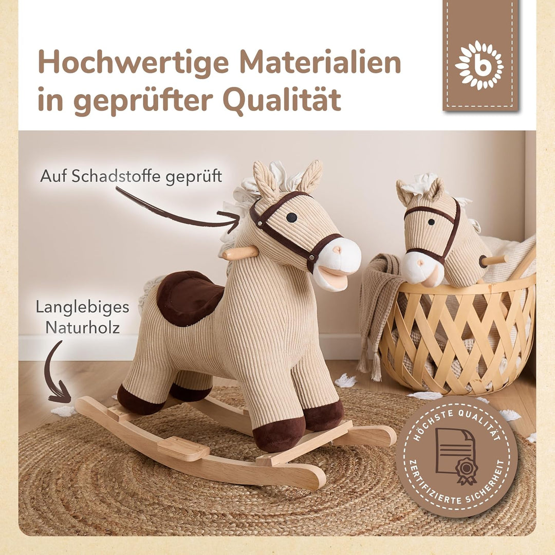Bieco Plüsch Schaukeltier Pferd Lucky 68cm | Kinder Schaukelstuhl | Baby Schaukel | Schaukel Kleinki
