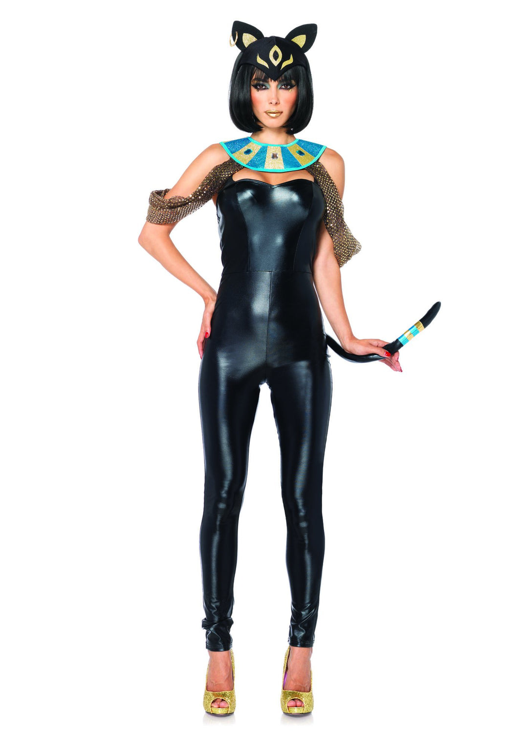 Leg Avenue 85298 - Ägyptische Katzengöttin Kostüm Set, 3-teilig, Grösse M, schwarz