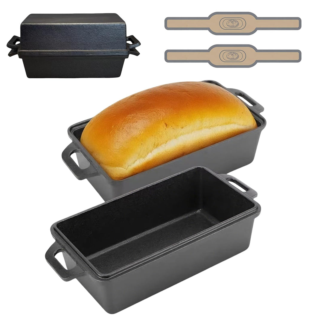 Gusseisen Brotbackform mit Deckel & Antihaft,Ofenfeste Kastenform Toastbrot Backform,Brottopf zum Ba