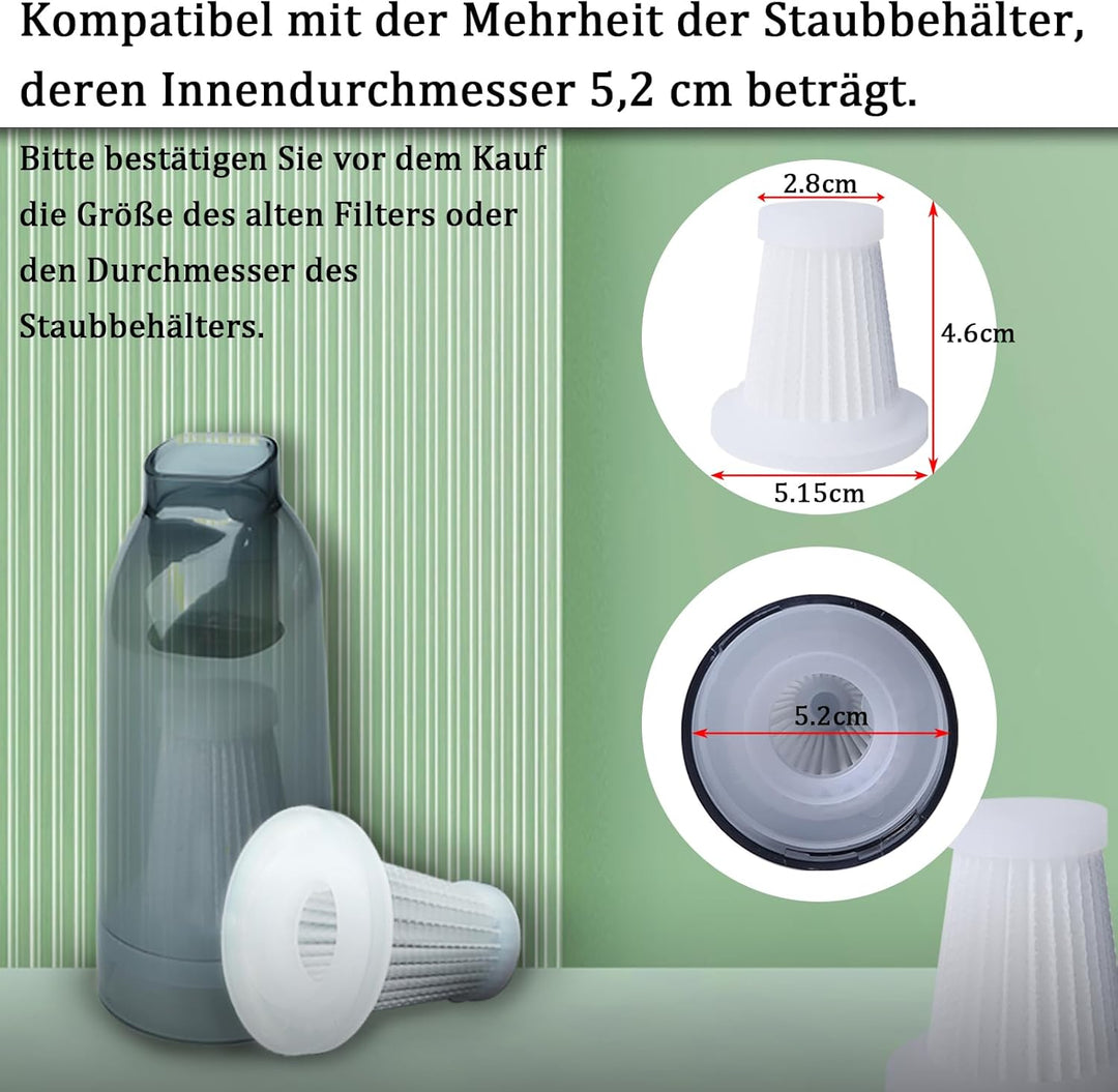 6 Stück Ersatzfilter für Handstaubsauger, Dieser HEPA-Filter Passt zu Den Meisten Staubbehälter mit