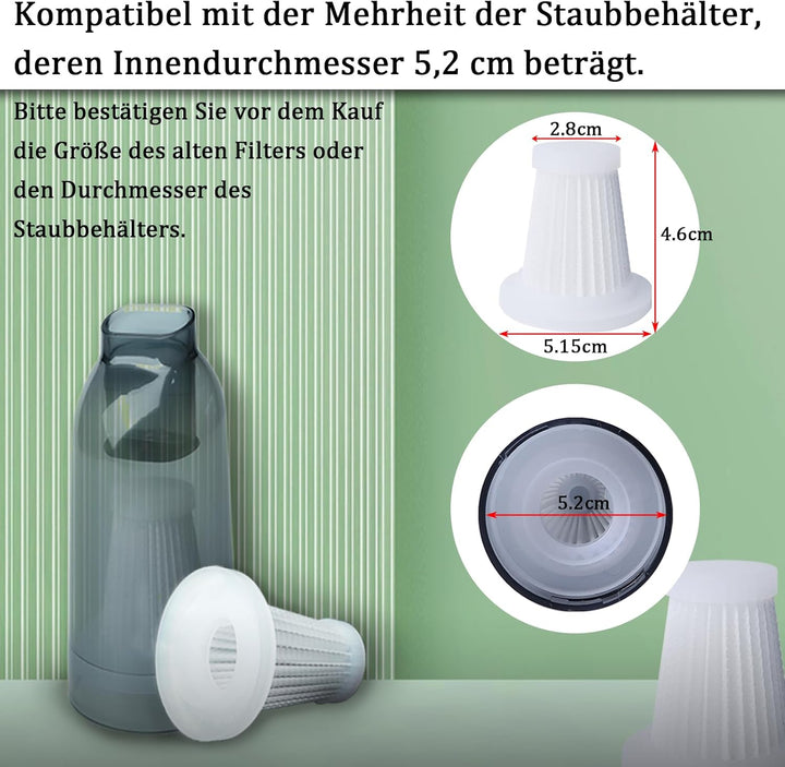 6 Stück Ersatzfilter für Handstaubsauger, Dieser HEPA-Filter Passt zu Den Meisten Staubbehälter mit