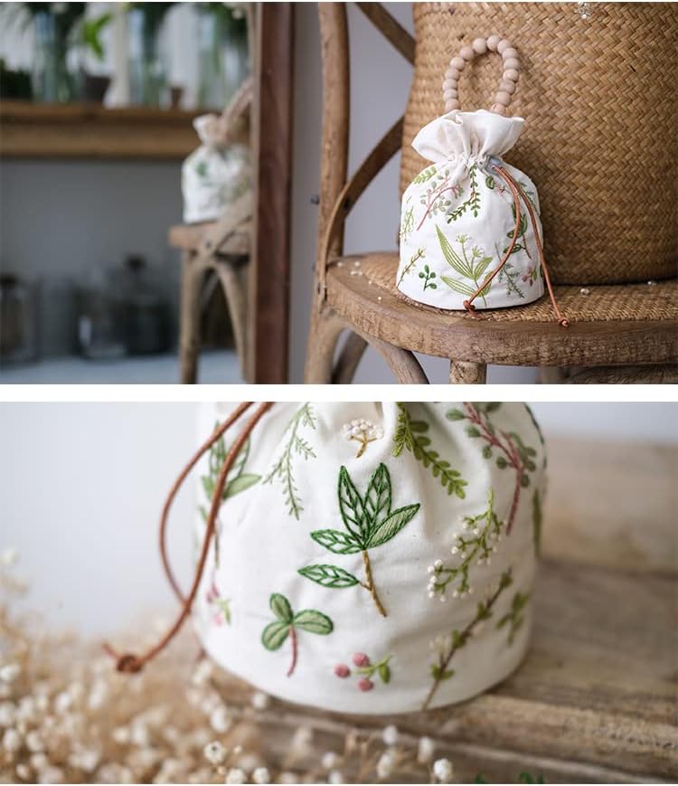 Smart-Feather Stickerei Kordel Tasche Kits mit Mustern, Needlepoint Sewing Handtasche Kit für Anfäng