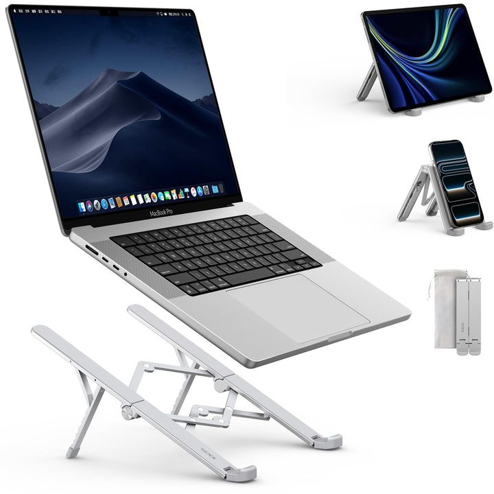 SODI Faltbarer Laptopständer 2-in-1, auch als Tablet-Ständer für iPad, 210 g leicht, 6-Fach Höhenver