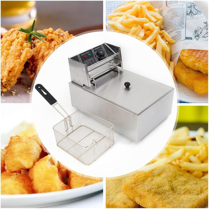 Elektrische Friteuse mit Fett 2500W 6 L Kommerzielle Fritteusen Edelstahl Kaltzonen Fritöse, Profi G