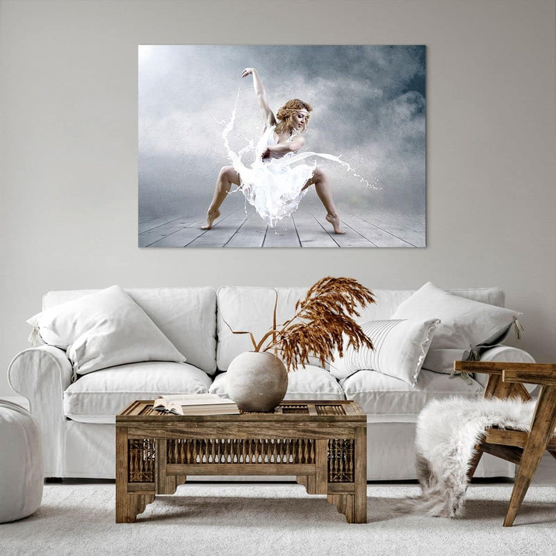 ARTTOR Bilder auf Leinwand 100x70cm Leinwandbild Frau Tänzerin Ballett Gross Wanddeko Bild Schlafzim