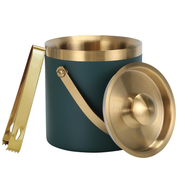 2L Eiswürfelbehälter mit Deckel, Eiskübel Edelstahl, Eisbehälter für Eiswürfel, Eiswürfelbox, Isolie