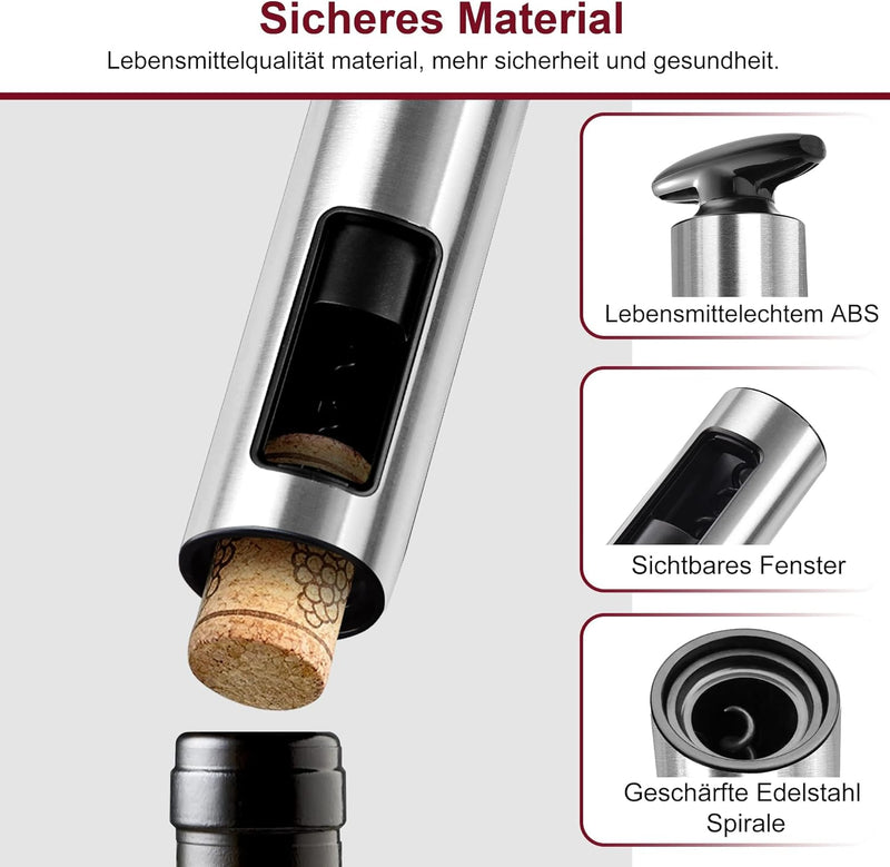 Weinflaschenöffner Set, HOOMIL 4-in-1 Weinöffner Set Profi Korkenzieher für Wein mit Folienschneider
