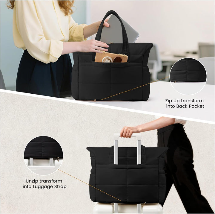 LOVEVOOK Handtasche Shopper Tasche Damen, 15,6 Zoll Puffer Laptoptasche Leicht Laptop Arbeitstasche