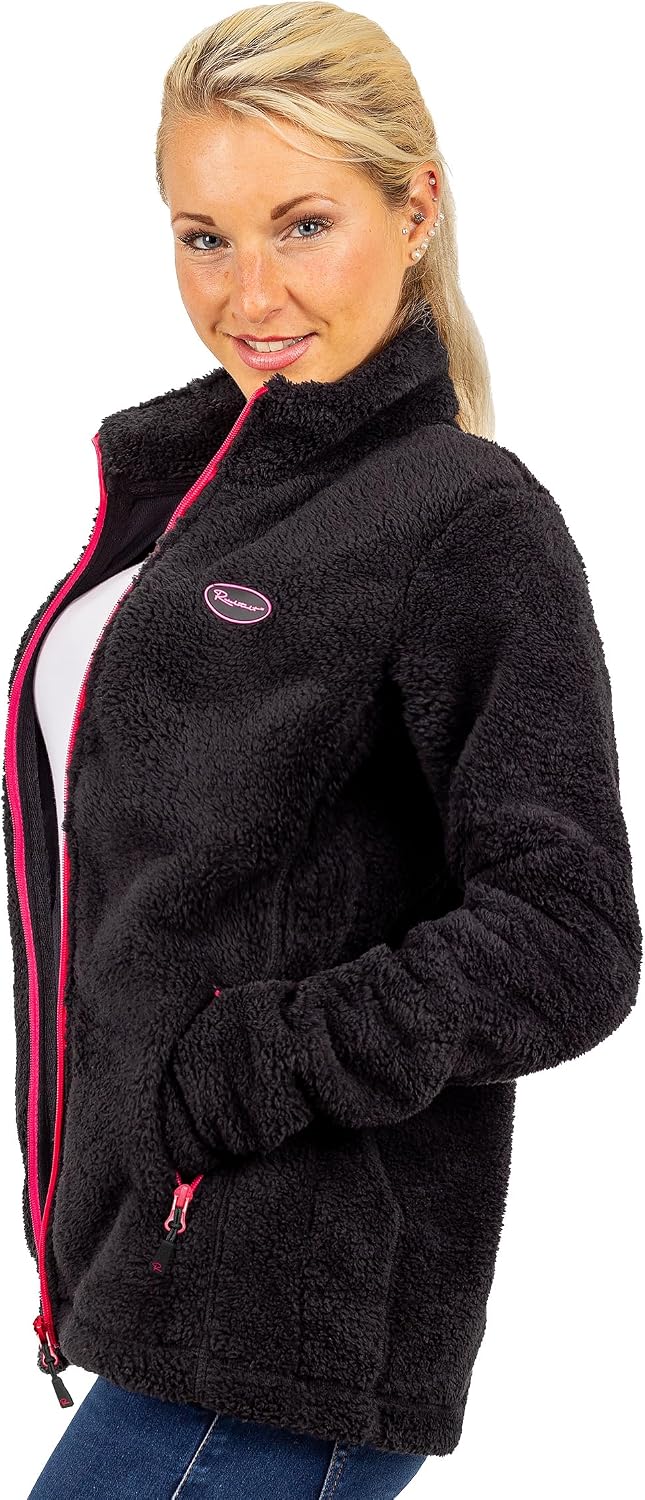 Reichstadt Damen Fleecejacke extra lange Ärmel Kuschelig XS Schwarz, XS Schwarz