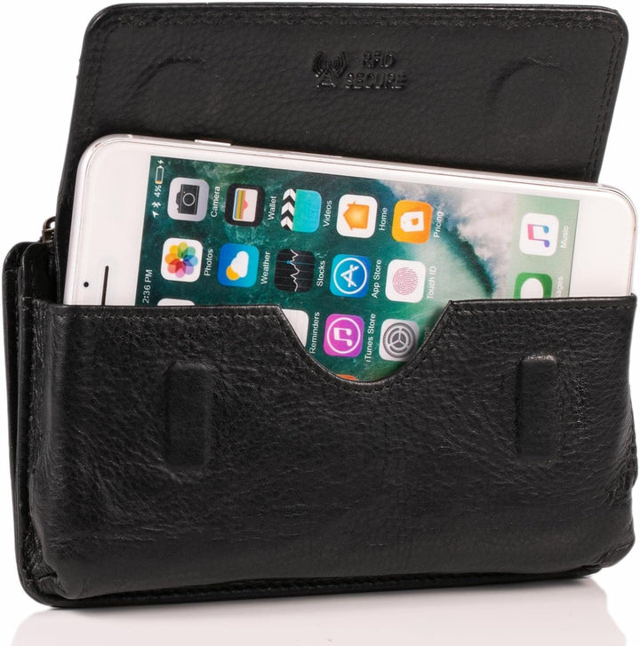 MATADOR Echt Leder Universal Handy-Tasche Holster Gürteltasche Magnetverschluss Quer für Handys bis