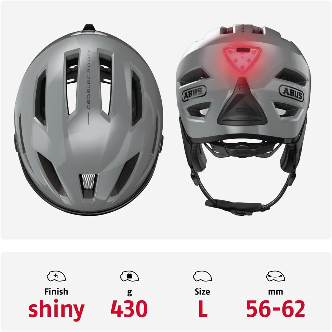 ABUS Stadthelm Pedelec 2.0 ACE - Fahrradhelm mit Rücklicht, Visier, Regenhaube, Ohrenschutz - für Da