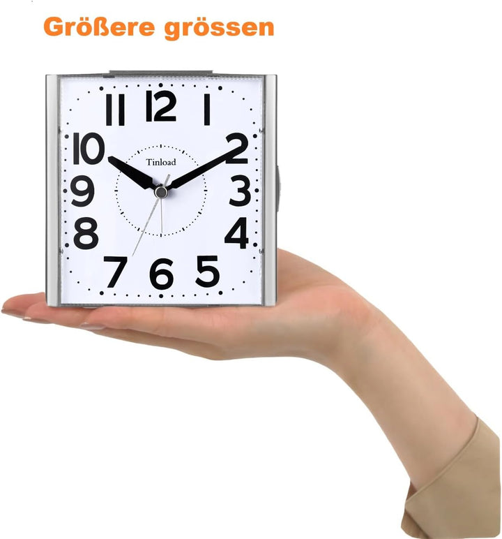 Tinload Analog Seniorenwecker mit Nachtlicht, 4.7 Zoll grosses Zifferblatt, Tischuhr mit Schlummerfu