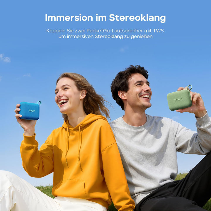 Tribit PocketGo Mini Bluetooth Lautsprecher,20 Std., IP68 Wasserdicht, Bluetooth 6.0, kraftvoller Kl