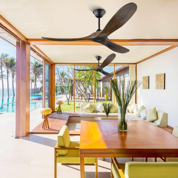 106cm Holz Deckenventilator Outdoor ohne Licht, Rustikaler Bauernhaus Deckenventilator Leise mit Fer