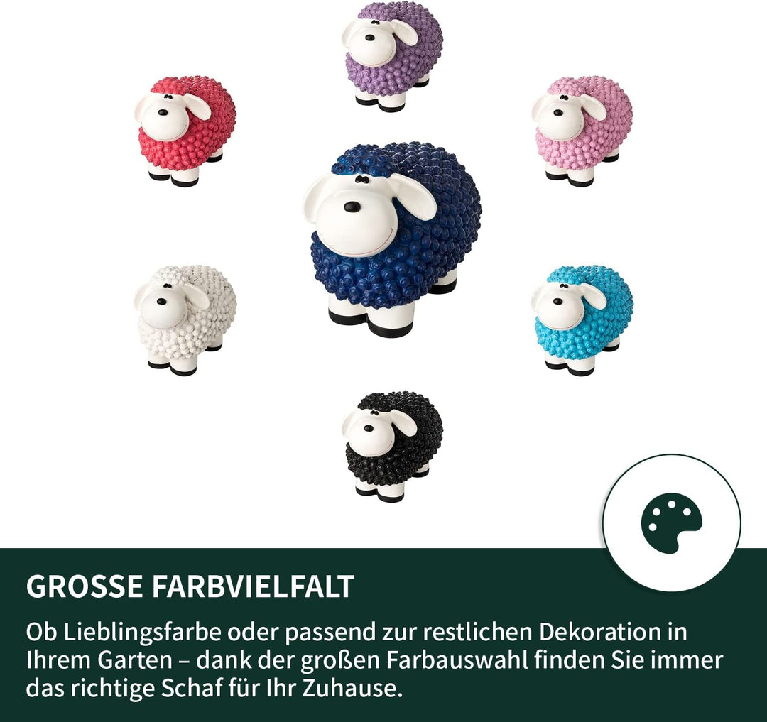 VERDOBA Mini Deko Schaf für den Garten, wetterfest - blaues Deko-Schaf Molly - Gartenfigur Schafe Ga