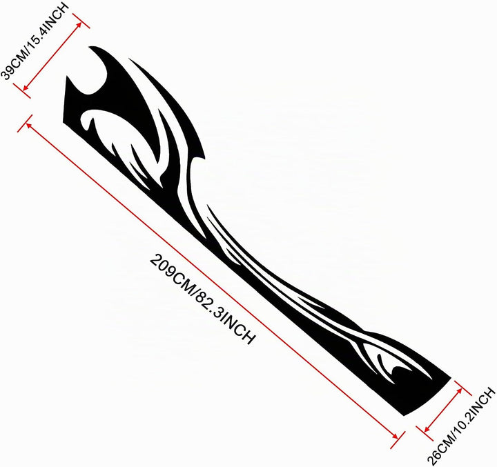 TOMALL 2 Stück 209 cm x 39 cm Wave Flame Graphic Car Body Side Flame Racing Sport Stripes Aufkleber