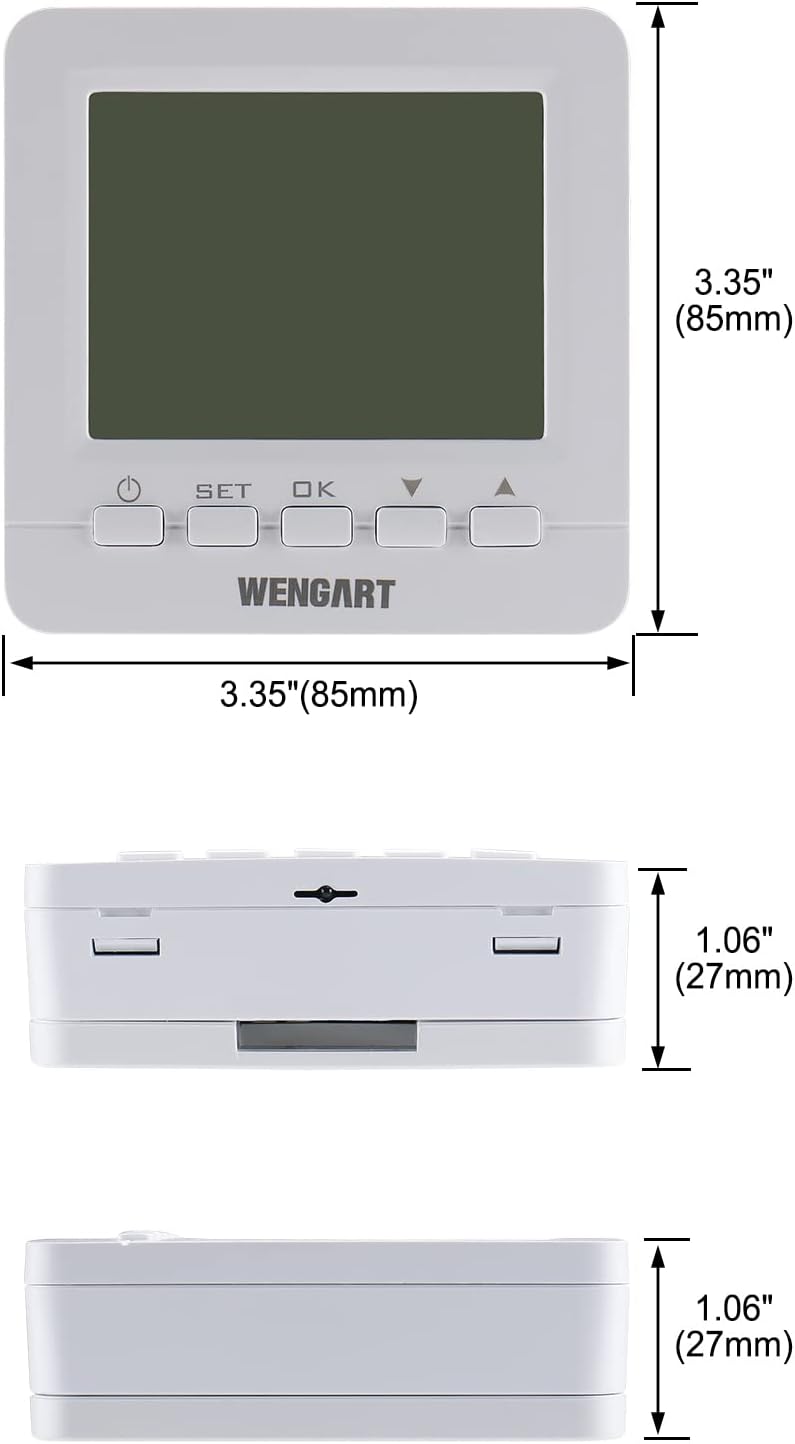 Wengart Gas-Kamin-Thermostat WG02B05BW, batteriebetrieben, Digitale LCD-Anzeige, programmierbar, COM